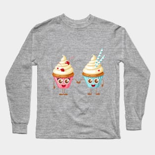 Sweet cupcakes couple in love Long Sleeve T-Shirt